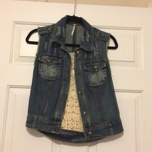 Free People crochet jean vest